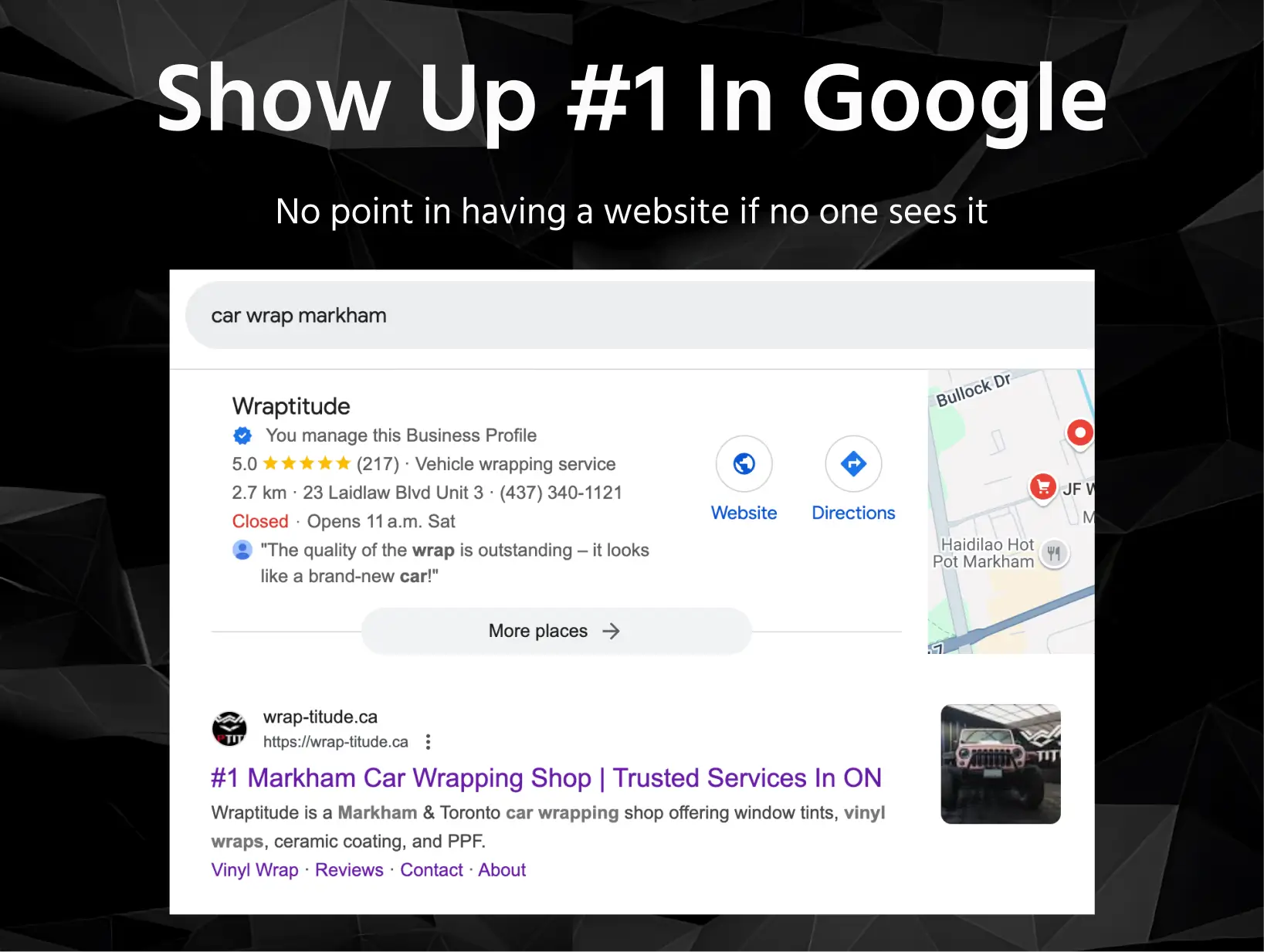 Wraptitude ranking #1 in Google